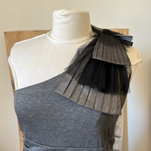 Gray Bodycon Women L Mini One Shoulder Prom Party Dress Lace Twelve By Twelve LA - Picture 2 of 8